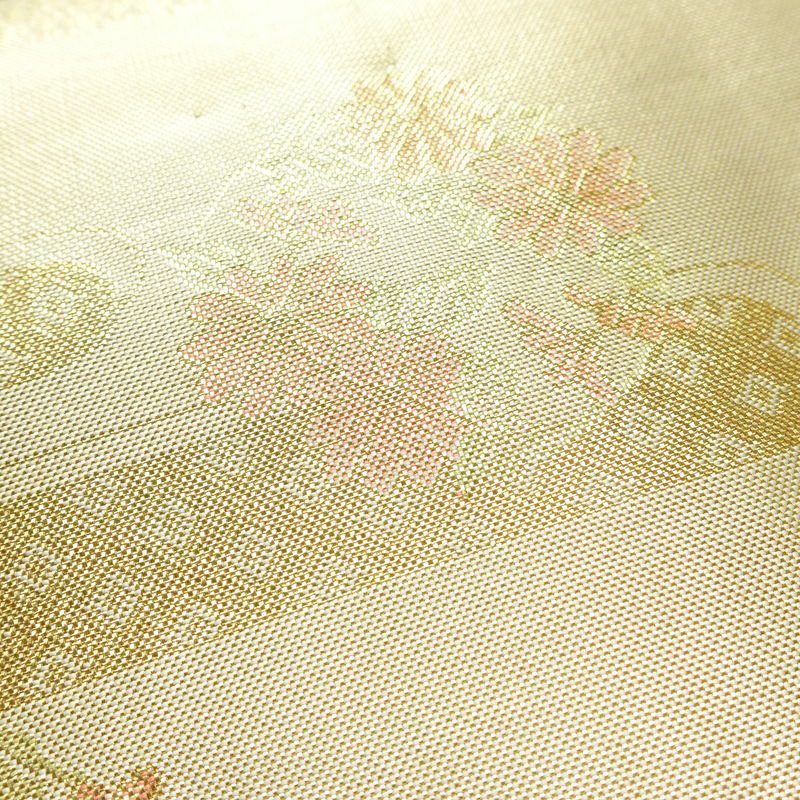 名古屋帯 全通柄 正絹 古典柄 名古屋仕立て なごや帯 リサイクル帯 帯 箔 金・銀_画像3