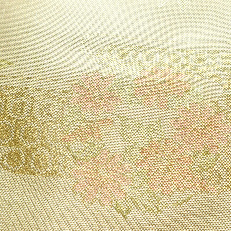 名古屋帯 全通柄 正絹 古典柄 名古屋仕立て なごや帯 リサイクル帯 帯 箔 金・銀_画像5