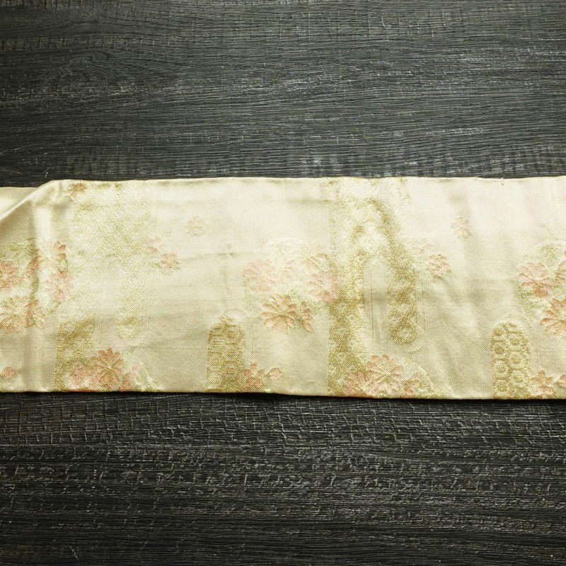 名古屋帯 全通柄 正絹 古典柄 名古屋仕立て なごや帯 リサイクル帯 帯 箔 金・銀_画像13