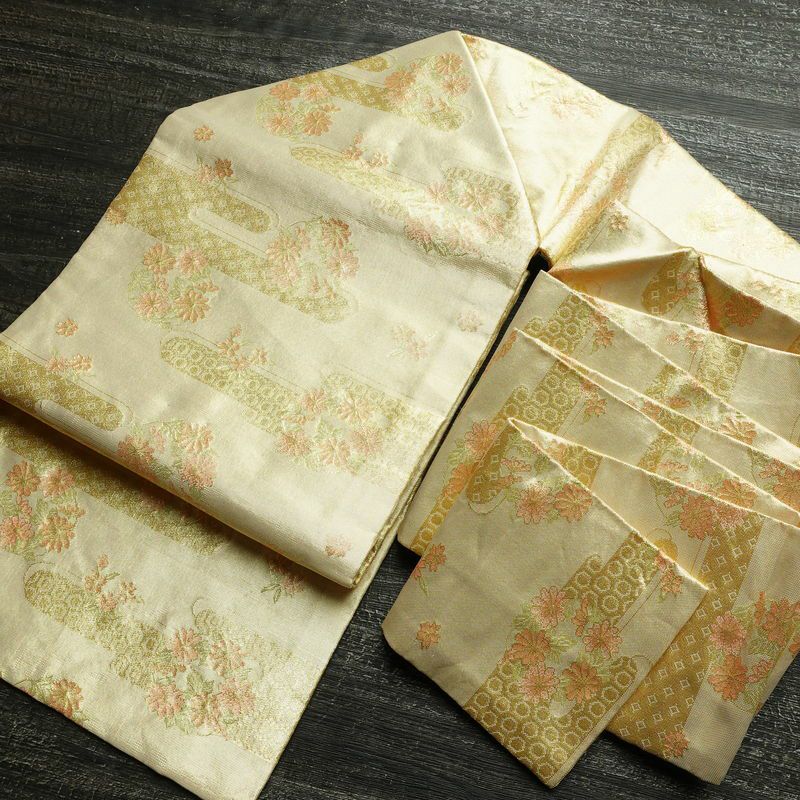 名古屋帯 全通柄 正絹 古典柄 名古屋仕立て なごや帯 リサイクル帯 帯 箔 金・銀_画像16