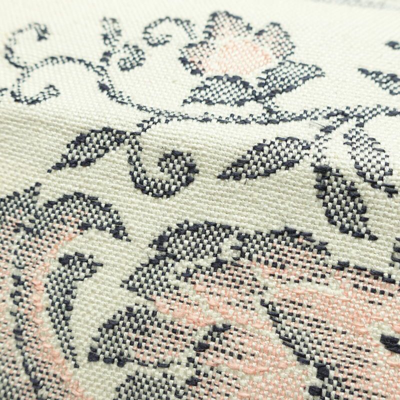 名古屋帯 六通柄 良品 正絹 幾何学柄・抽象柄 松葉仕立て なごや帯 リサイクル帯 帯 紬地 白_画像6