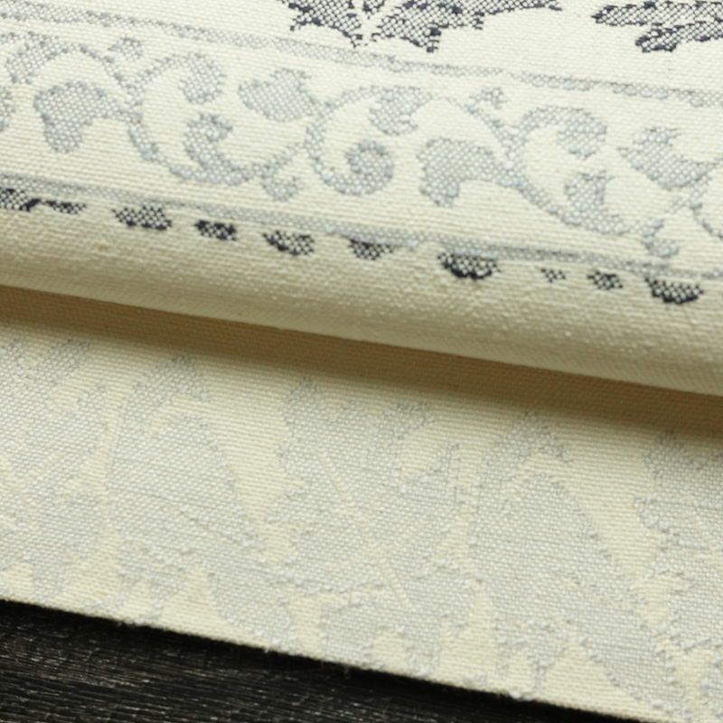 名古屋帯 六通柄 良品 正絹 幾何学柄・抽象柄 松葉仕立て なごや帯 リサイクル帯 帯 紬地 白_画像7