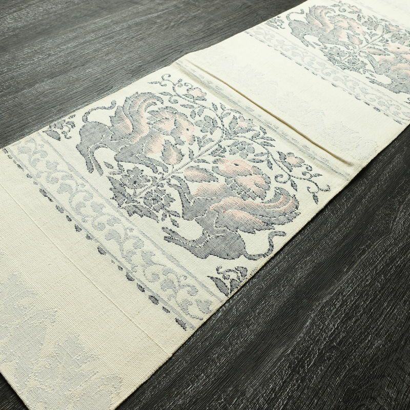 名古屋帯 六通柄 良品 正絹 幾何学柄・抽象柄 松葉仕立て なごや帯 リサイクル帯 帯 紬地 白_画像8