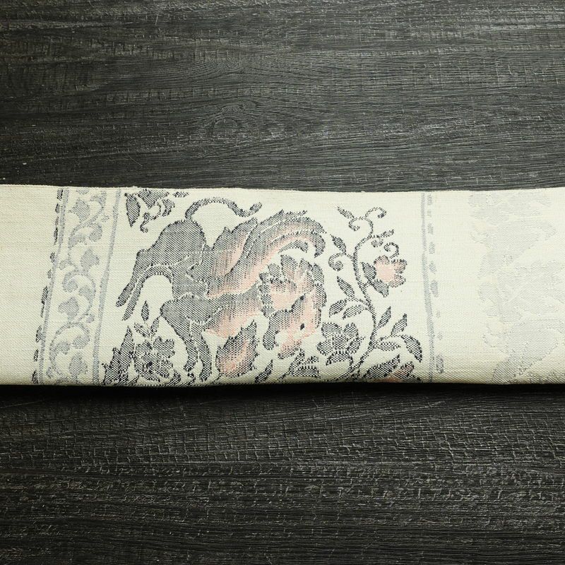 名古屋帯 六通柄 良品 正絹 幾何学柄・抽象柄 松葉仕立て なごや帯 リサイクル帯 帯 紬地 白_画像13