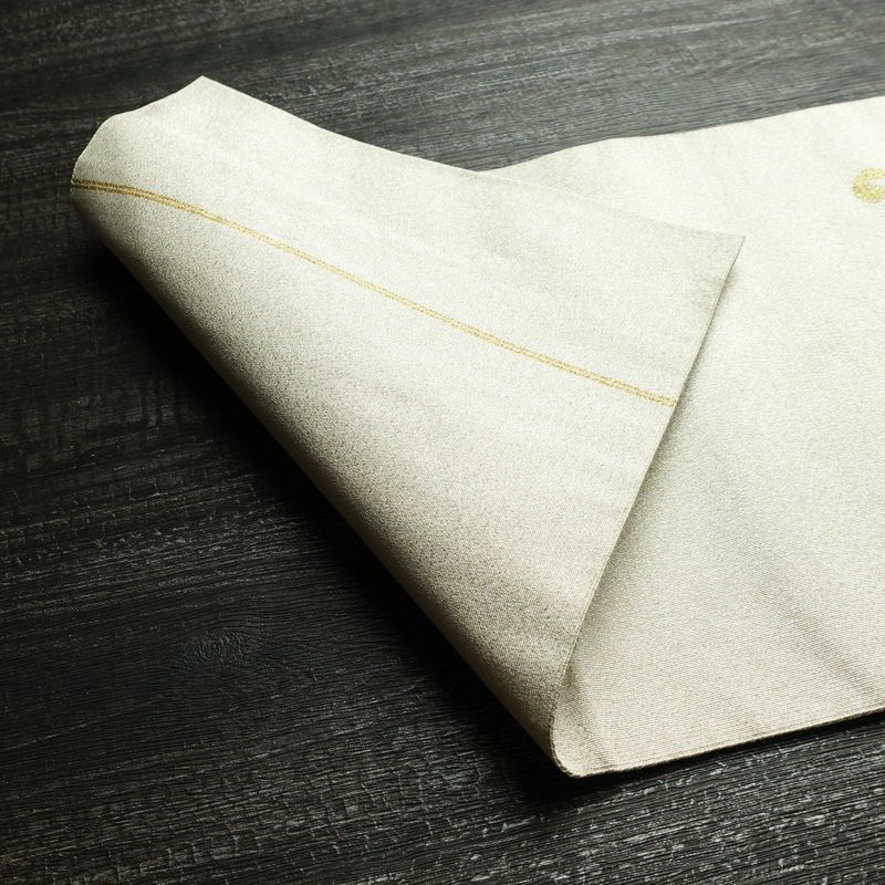 名古屋帯 太鼓柄 正絹 木の葉・植物柄 松葉仕立て なごや帯 リサイクル帯 帯 金・銀_画像10