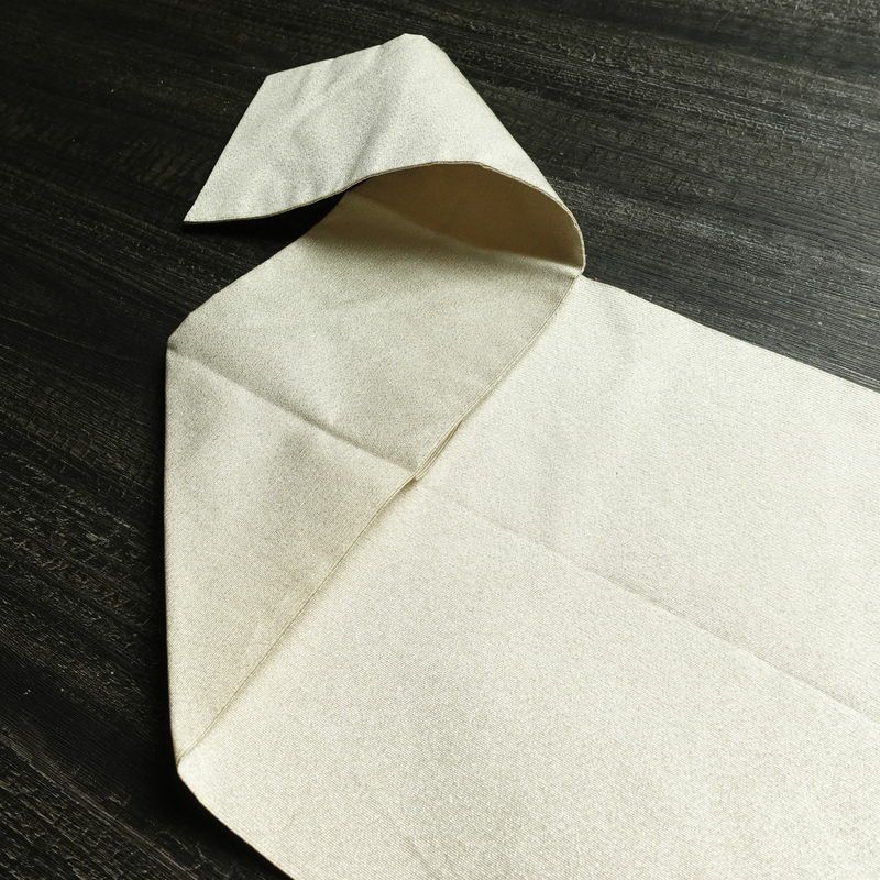 名古屋帯 太鼓柄 正絹 木の葉・植物柄 松葉仕立て なごや帯 リサイクル帯 帯 金・銀_画像18