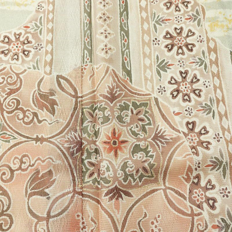 盛夏 訪問着 良品 夏用 三つ紋付き 正絹 古典柄 単衣仕立て 身丈155cm 裄丈63cm リサイクル着物 着物 箔 フォーマル 緑・うぐいす色_画像6