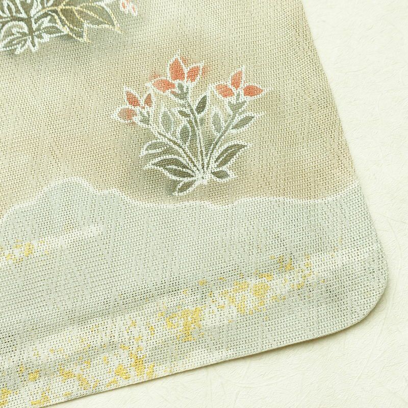 盛夏 訪問着 良品 夏用 三つ紋付き 正絹 古典柄 単衣仕立て 身丈155cm 裄丈63cm リサイクル着物 着物 箔 フォーマル 緑・うぐいす色_画像15