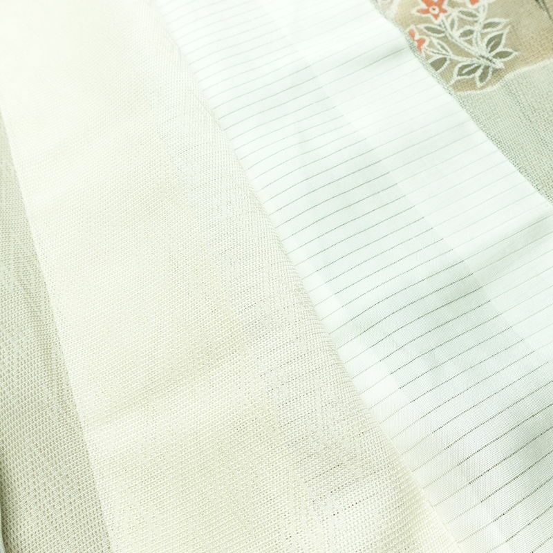 盛夏 訪問着 良品 夏用 三つ紋付き 正絹 古典柄 単衣仕立て 身丈155cm 裄丈63cm リサイクル着物 着物 箔 フォーマル 緑・うぐいす色_画像18