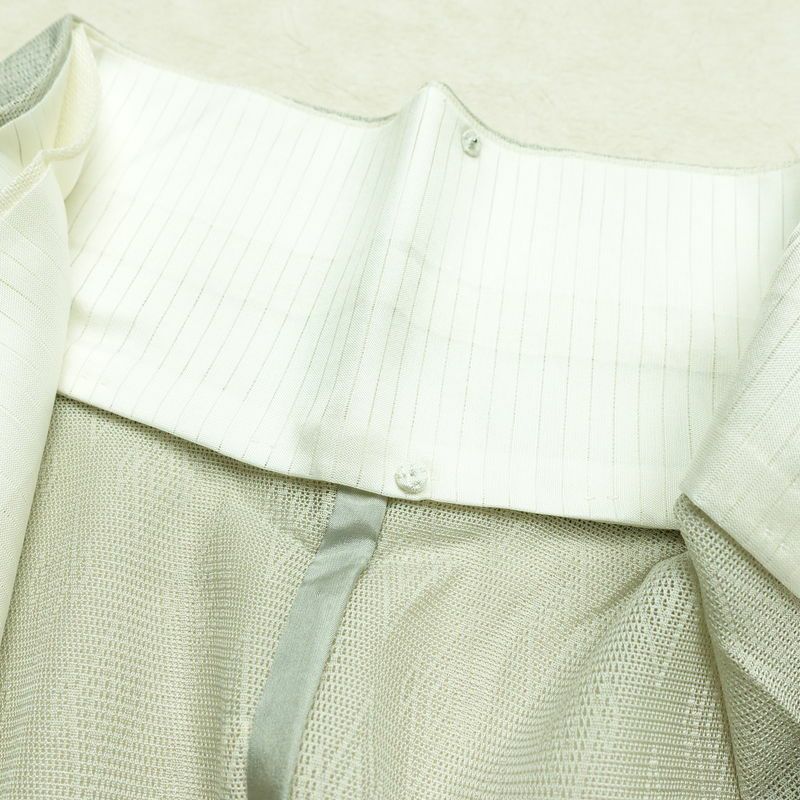 盛夏 訪問着 良品 夏用 三つ紋付き 正絹 古典柄 単衣仕立て 身丈155cm 裄丈63cm リサイクル着物 着物 箔 フォーマル 緑・うぐいす色_画像20