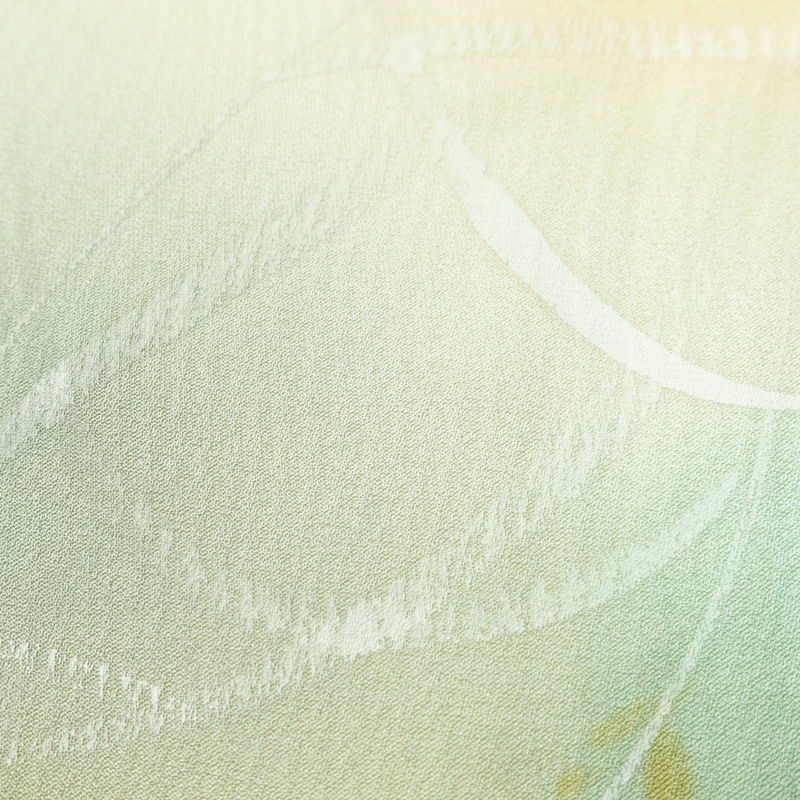 単衣 小紋 一つ紋付き 正絹 木の葉・植物柄 単衣仕立て 身丈153cm 裄丈62cm リサイクル着物 着物 多色使い_画像10