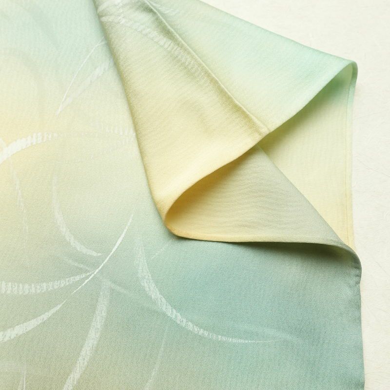 単衣 小紋 一つ紋付き 正絹 木の葉・植物柄 単衣仕立て 身丈153cm 裄丈62cm リサイクル着物 着物 多色使い_画像17