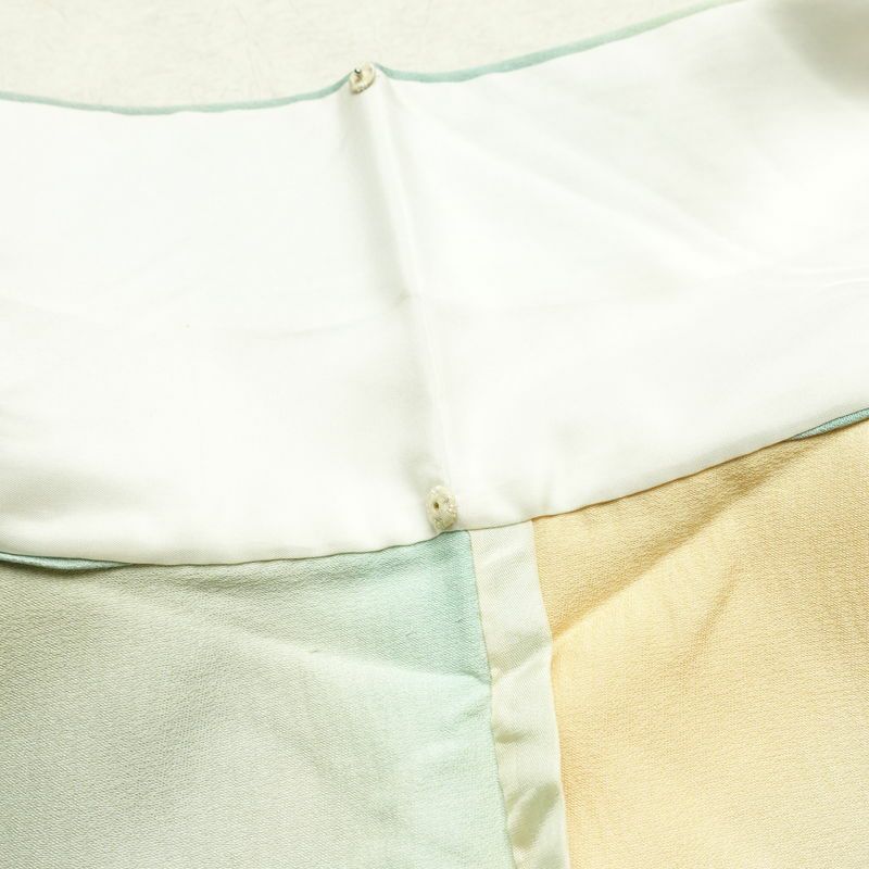 単衣 小紋 一つ紋付き 正絹 木の葉・植物柄 単衣仕立て 身丈153cm 裄丈62cm リサイクル着物 着物 多色使い_画像21