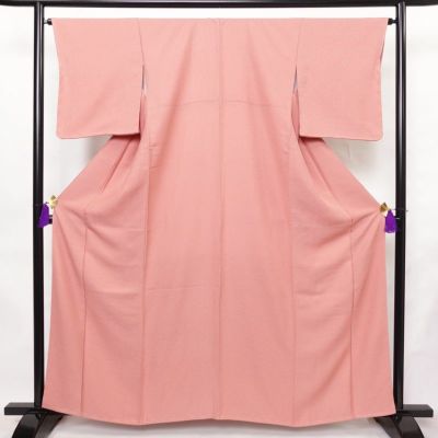 ［5791］色無地 美品 未使用 幅広サイズ 一つ紋 五三桐 正絹 着物 袷 色無地単衣着物) 洗える着物 単衣 単 着物 単品 レディース 女性