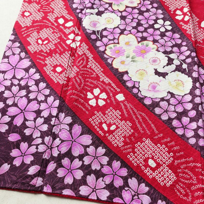 振袖 良品 絞り 正絹 花柄 袷仕立て 身丈165.5cm 裄丈68.5cm リサイクル着物 着物 成人式 二十歳 二十歳の集い パーティー フォーマル 華やか 桜 ピンク_画像4