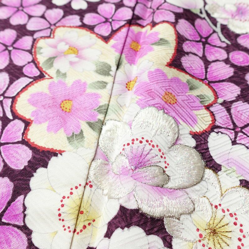 振袖 良品 絞り 正絹 花柄 袷仕立て 身丈165.5cm 裄丈68.5cm リサイクル着物 着物 成人式 二十歳 二十歳の集い パーティー フォーマル 華やか 桜 ピンク_画像7