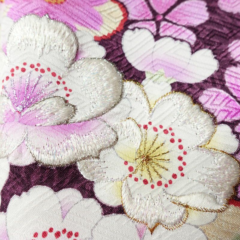 振袖 良品 絞り 正絹 花柄 袷仕立て 身丈165.5cm 裄丈68.5cm リサイクル着物 着物 成人式 二十歳 二十歳の集い パーティー フォーマル 華やか 桜 ピンク_画像8