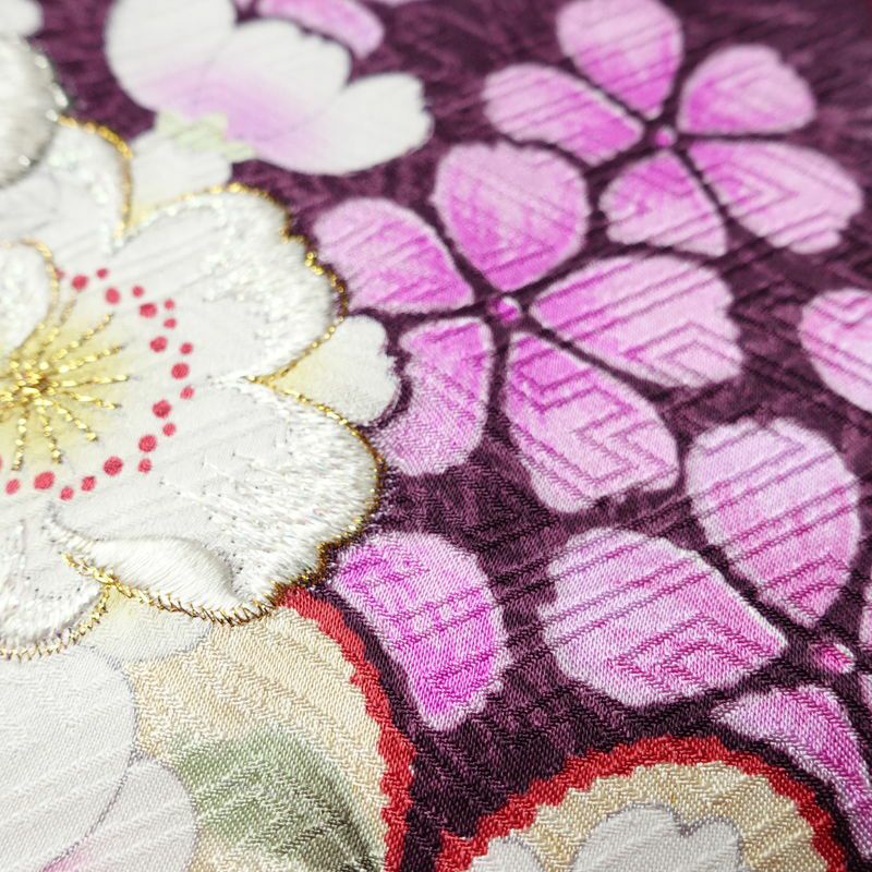 振袖 良品 絞り 正絹 花柄 袷仕立て 身丈165.5cm 裄丈68.5cm リサイクル着物 着物 成人式 二十歳 二十歳の集い パーティー フォーマル 華やか 桜 ピンク_画像9