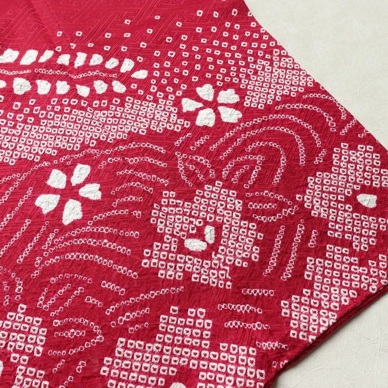 振袖 良品 絞り 正絹 花柄 袷仕立て 身丈165.5cm 裄丈68.5cm リサイクル着物 着物 成人式 二十歳 二十歳の集い パーティー フォーマル 華やか 桜 ピンク_画像13