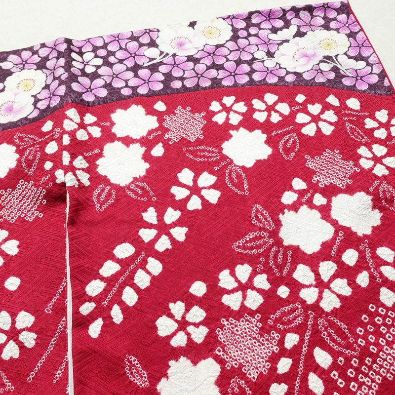 振袖 良品 絞り 正絹 花柄 袷仕立て 身丈165.5cm 裄丈68.5cm リサイクル着物 着物 成人式 二十歳 二十歳の集い パーティー フォーマル 華やか 桜 ピンク_画像14