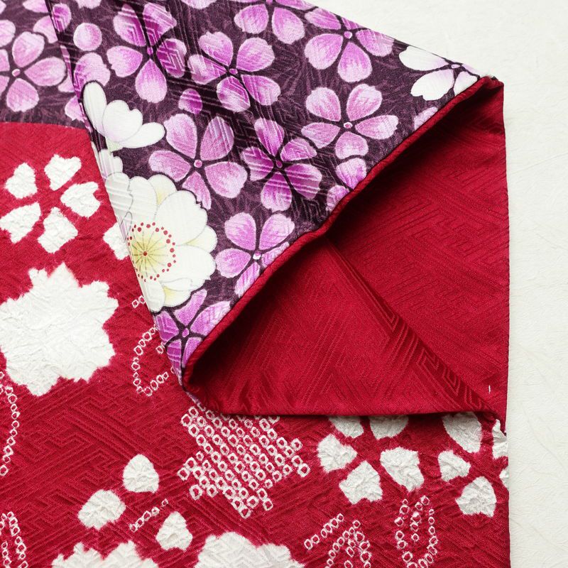 振袖 良品 絞り 正絹 花柄 袷仕立て 身丈165.5cm 裄丈68.5cm リサイクル着物 着物 成人式 二十歳 二十歳の集い パーティー フォーマル 華やか 桜 ピンク_画像15