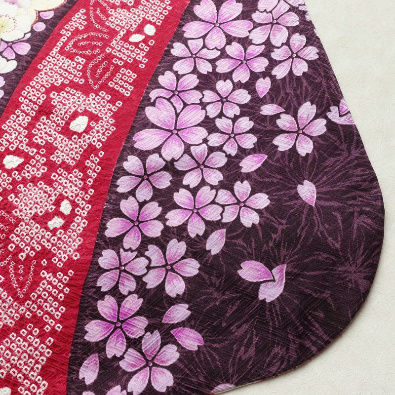 振袖 良品 絞り 正絹 花柄 袷仕立て 身丈165.5cm 裄丈68.5cm リサイクル着物 着物 成人式 二十歳 二十歳の集い パーティー フォーマル 華やか 桜 ピンク_画像16