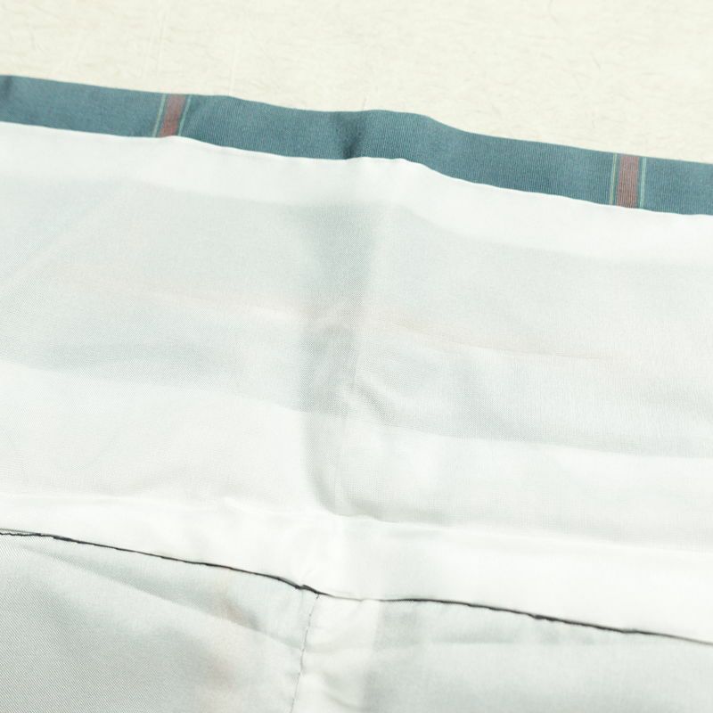 紬 アンサンブル 良品 しつけ糸付き セット品 正絹 チェック・格子柄 袷仕立て 身丈165cm 裄丈66cm リサイクル着物 着物 青・紺_画像17