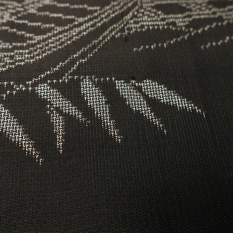 紬 しつけ糸付き 正絹 風景柄 袷仕立て 身丈154.5cm 裄丈62cm リサイクル着物 着物 モダン 茶_画像10