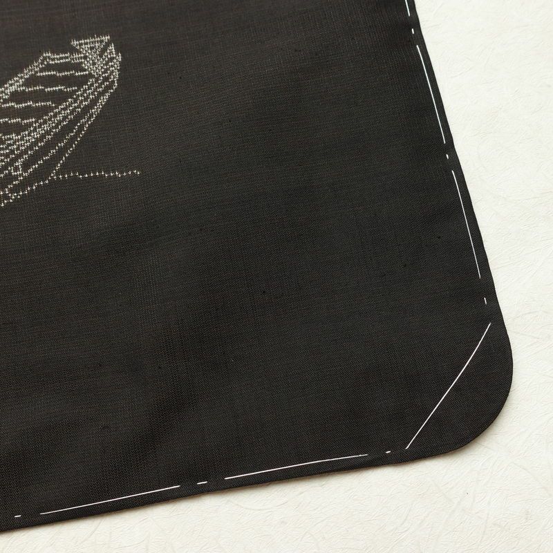 紬 しつけ糸付き 正絹 風景柄 袷仕立て 身丈154.5cm 裄丈62cm リサイクル着物 着物 モダン 茶_画像16