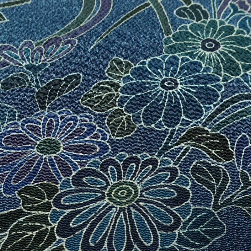 付け下げ 縮緬 一つ紋付き 正絹 古典柄 袷仕立て 身丈159cm 裄丈66cm リサイクル着物 着物 卒業式 パーティー フォーマル 青・紺_画像10