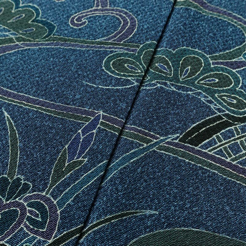 付け下げ 縮緬 一つ紋付き 正絹 古典柄 袷仕立て 身丈159cm 裄丈66cm リサイクル着物 着物 卒業式 パーティー フォーマル 青・紺_画像11