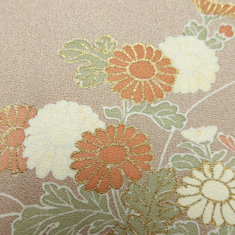 付け下げ 金駒刺繍 正絹 木の葉・植物柄 袷仕立て 身丈163cm 裄丈66cm リサイクル着物 着物 箔 金彩 入学式 卒業式 七五三 お宮参り フォーマル シンプル 上品 ベージュ_画像13