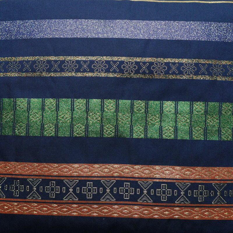 名古屋帯 六通柄 正絹 縞柄・線柄 名古屋仕立て なごや帯 リサイクル帯 帯 箔 青・紺_画像2