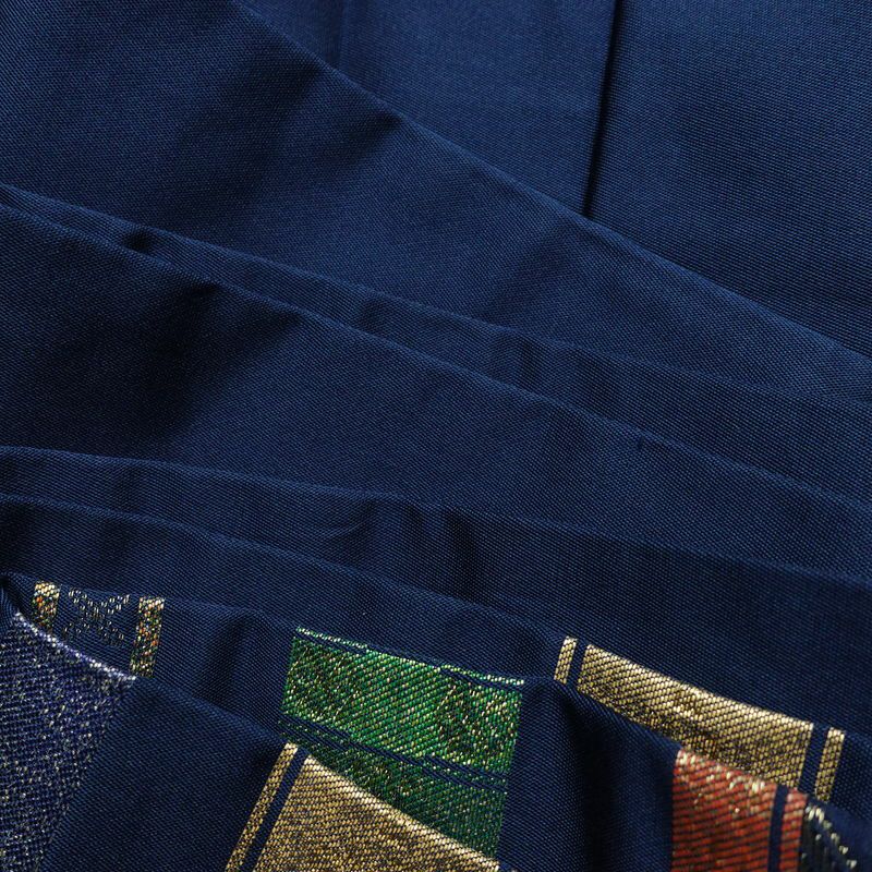 名古屋帯 六通柄 正絹 縞柄・線柄 名古屋仕立て なごや帯 リサイクル帯 帯 箔 青・紺_画像18