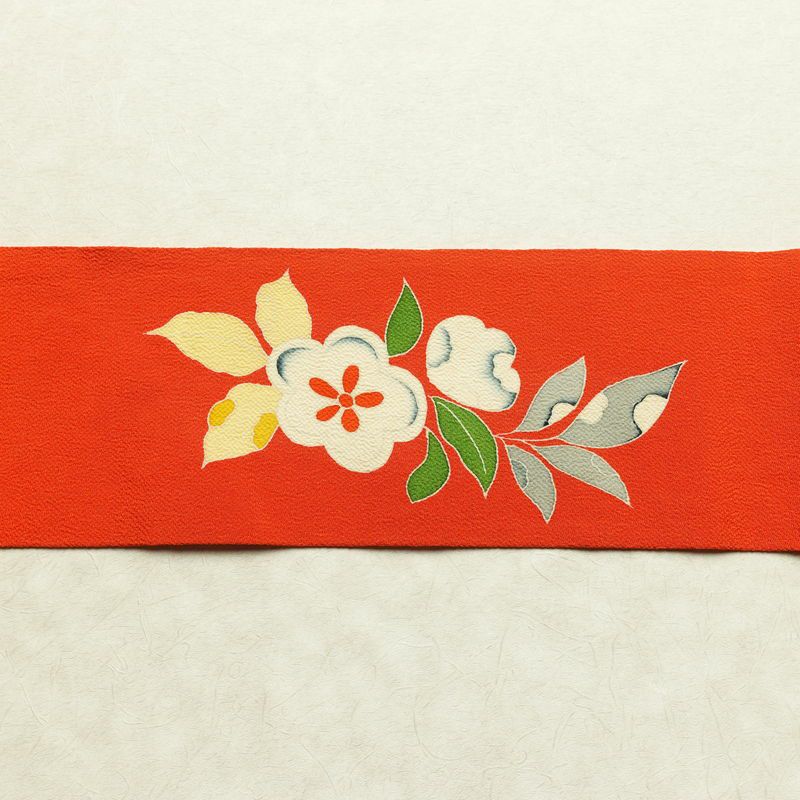 名古屋帯 太鼓柄 縮緬 正絹 花柄 名古屋仕立て なごや帯 リサイクル帯 帯 赤・朱_画像15
