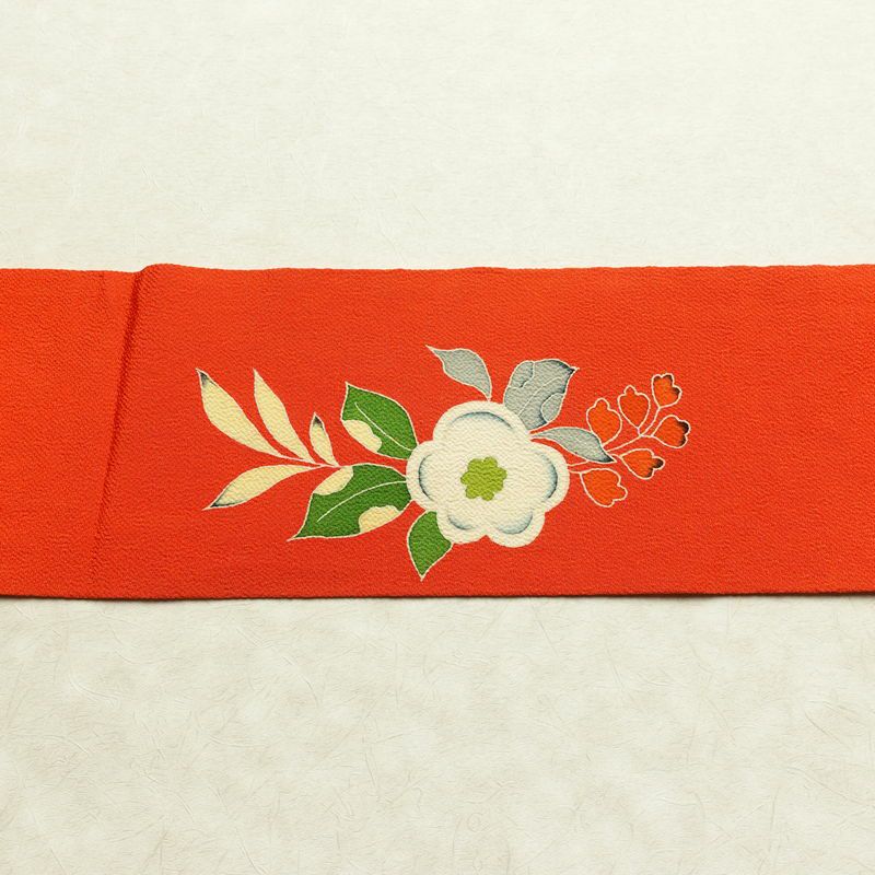 名古屋帯 太鼓柄 縮緬 正絹 花柄 名古屋仕立て なごや帯 リサイクル帯 帯 赤・朱_画像16