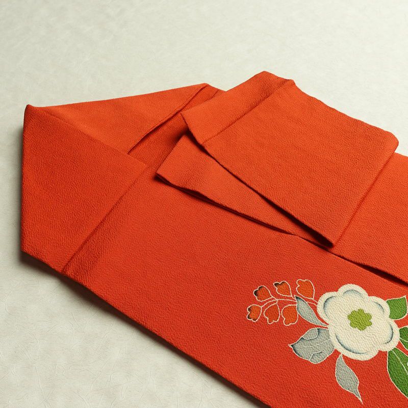 名古屋帯 太鼓柄 縮緬 正絹 花柄 名古屋仕立て なごや帯 リサイクル帯 帯 赤・朱_画像21