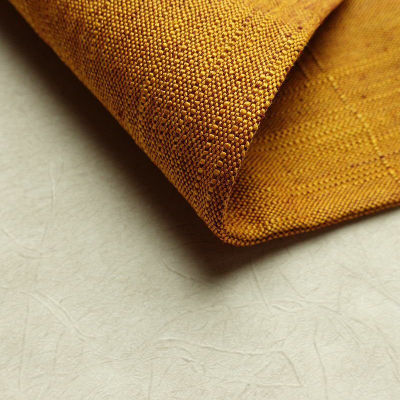 名古屋帯 全通柄 正絹 その他の柄 松葉仕立て なごや帯 リサイクル帯 帯 シンプル 紬地 黄・黄土色_画像10