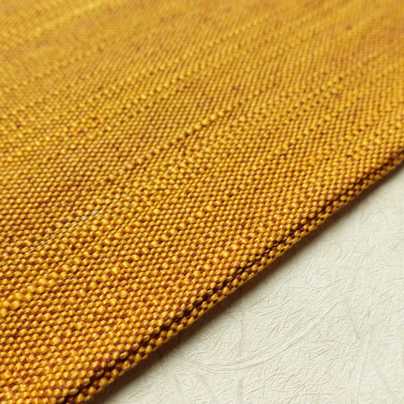 名古屋帯 全通柄 正絹 その他の柄 松葉仕立て なごや帯 リサイクル帯 帯 シンプル 紬地 黄・黄土色_画像12