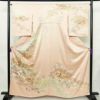 訪問着 美品 金駒刺繍 綸子 正絹 古典柄 袷仕立て 身丈161cm 裄丈65cm リサイクル着物 着物 箔 金彩 入学式 卒業式 結婚式 七五三 お宮参り フォーマル 菊 ピンク_画像1