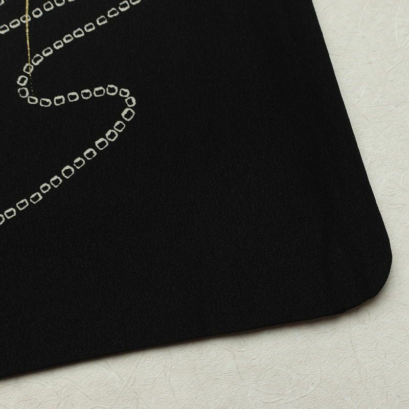 付け下げ 一つ紋付き 正絹 木の葉・植物柄 袷仕立て 身丈166cm 裄丈68.5cm リサイクル着物 着物 箔 金彩 卒業式 フォーマル シンプル 黒_画像16