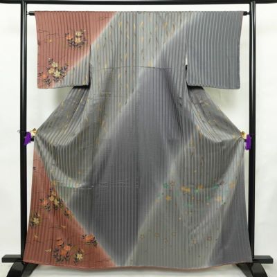 訪問着 美品 しつけ糸付き 正絹 花柄 袷仕立て 身丈161cm 裄丈63.5cm リサイクル着物 着物 箔 金彩 入学式 卒業式 お宮参り フォーマル 桜 多色使い