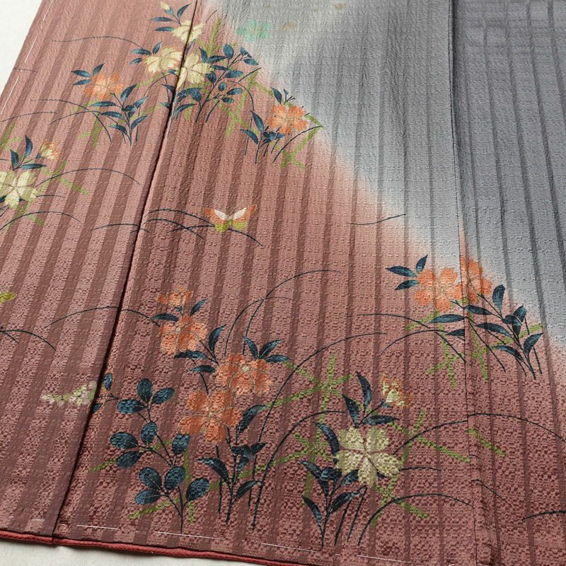 訪問着 美品 しつけ糸付き 正絹 花柄 袷仕立て 身丈161cm 裄丈63.5cm リサイクル着物 着物 箔 金彩 入学式 卒業式 お宮参り フォーマル 桜 多色使い_画像4