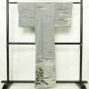 訪問着 美品 落款入り 正絹 風景柄 袷仕立て 身丈159cm 裄丈67cm リサイクル着物 着物 箔 共八掛 銀彩 卒業式 フォーマル グレー_画像2