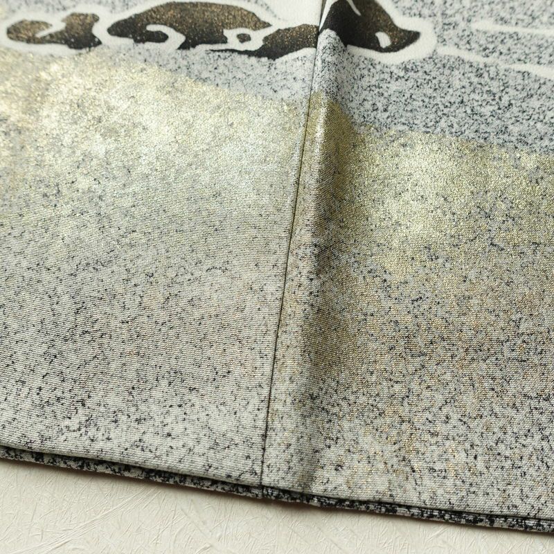 訪問着 美品 落款入り 正絹 風景柄 袷仕立て 身丈159cm 裄丈67cm リサイクル着物 着物 箔 共八掛 銀彩 卒業式 フォーマル グレー_画像12