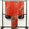 振袖 良品 金駒刺繍 正絹 花柄 袷仕立て 身丈161cm 裄丈66cm リサイクル着物 着物 箔 金彩 成人式 二十歳 二十歳の集い パーティー 萩 フォーマル 赤・朱_画像2