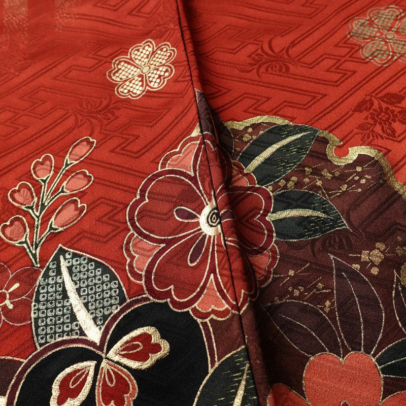 振袖 良品 金駒刺繍 正絹 花柄 袷仕立て 身丈161cm 裄丈66cm リサイクル着物 着物 箔 金彩 成人式 二十歳 二十歳の集い パーティー 萩 フォーマル 赤・朱_画像13