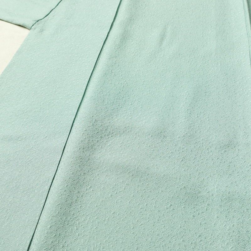 色無地 一つ紋付き 寿光織 伝統工芸茶染 正絹 花柄 袷仕立て 身丈163.5cm 裄丈68cm リサイクル着物 着物 お茶会 フォーマル 緑・うぐいす色_画像5