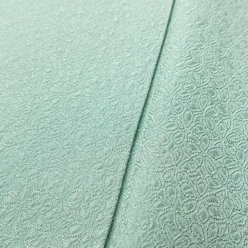 色無地 一つ紋付き 寿光織 伝統工芸茶染 正絹 花柄 袷仕立て 身丈163.5cm 裄丈68cm リサイクル着物 着物 お茶会 フォーマル 緑・うぐいす色_画像8