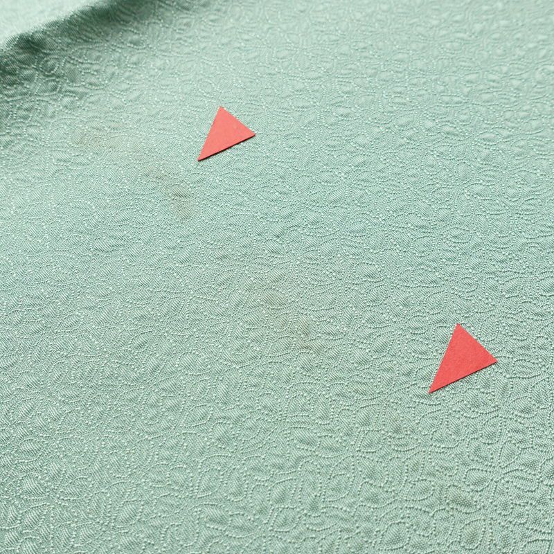 色無地 一つ紋付き 寿光織 伝統工芸茶染 正絹 花柄 袷仕立て 身丈163.5cm 裄丈68cm リサイクル着物 着物 お茶会 フォーマル 緑・うぐいす色_画像11